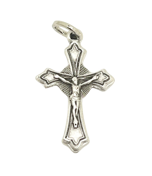 Fancy Petite Silver Crucifix Medal 3/4" - JMJs Catholic Store, Inc