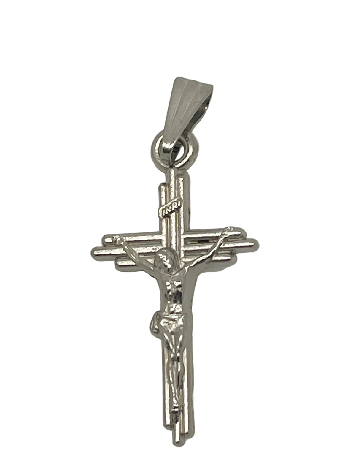 Silver Crucifix Medal 1" - JMJs Catholic Store, Inc