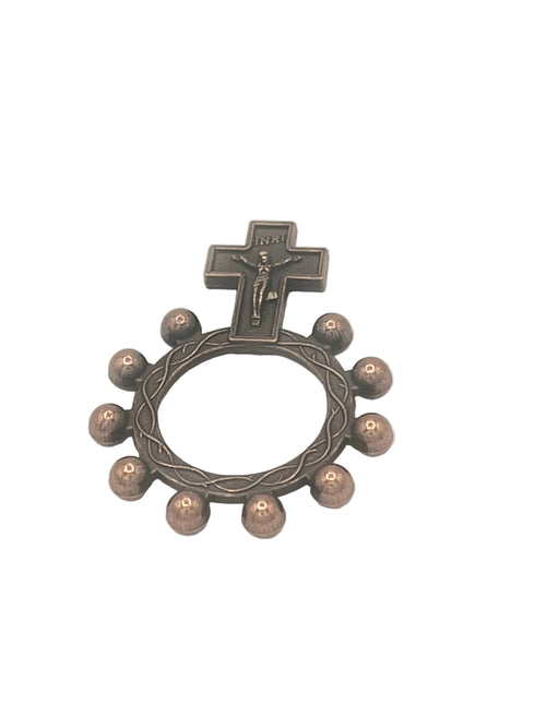 Crucifix Finger Rosary Ring Bronze - JMJs Catholic Store, Inc