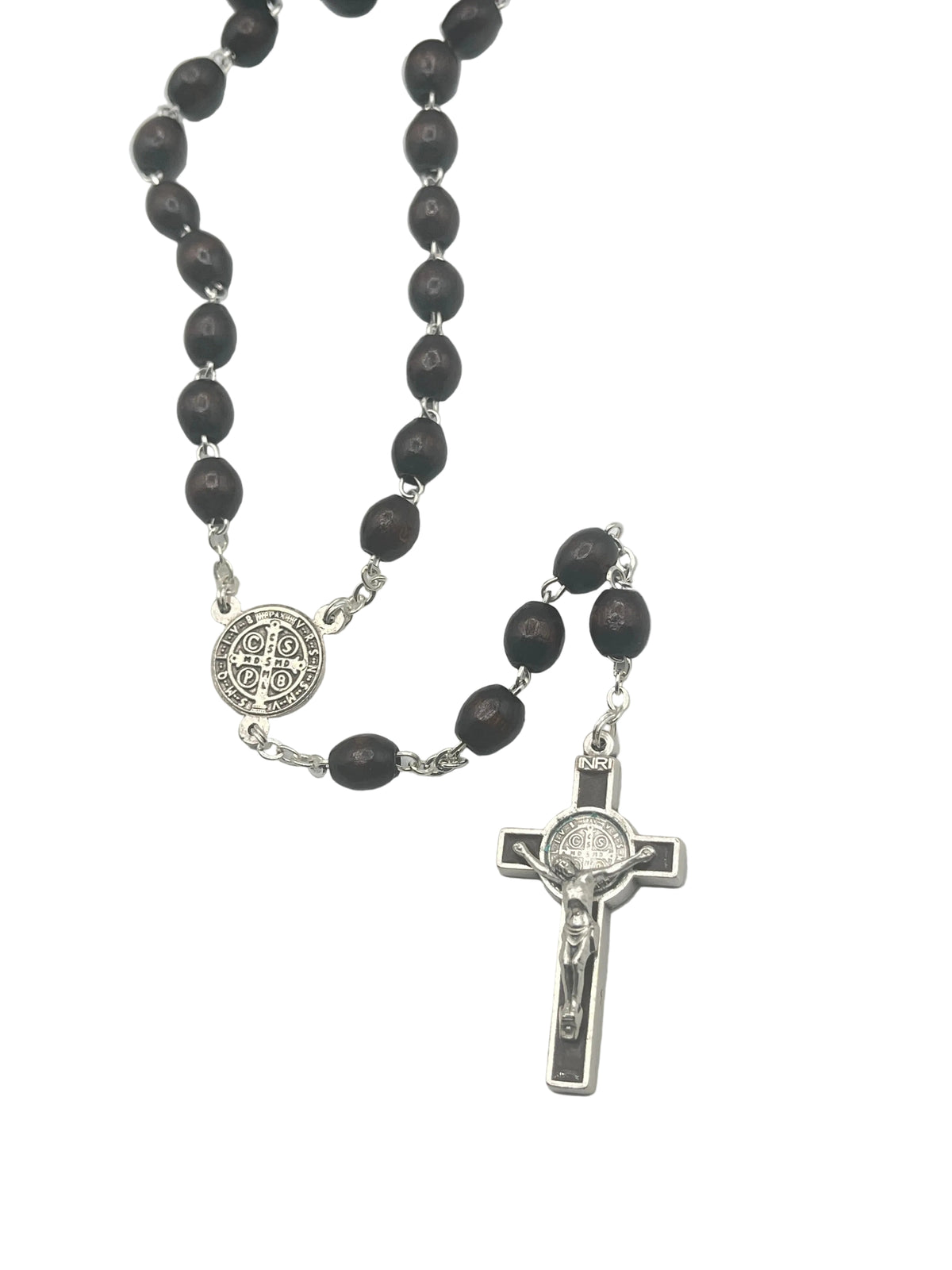 St. Benedict Rosary Brown Wood Rosary - JMJs Catholic Store, Inc