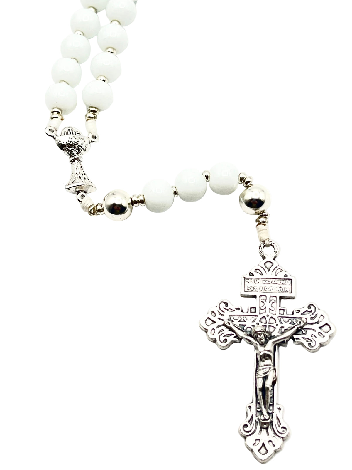 White First Communion Rosary - JMJs Catholic Store, Inc