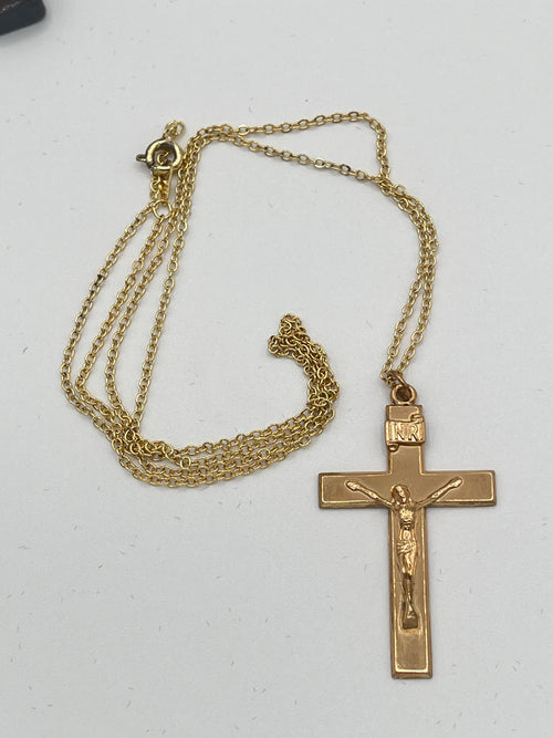 Gold Filled Crucifix Medal 1 1/2" - JMJs Catholic Store, Inc