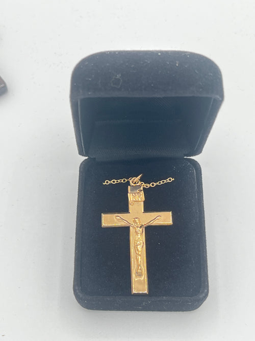 Gold Filled Crucifix Medal 1 1/2" - JMJs Catholic Store, Inc