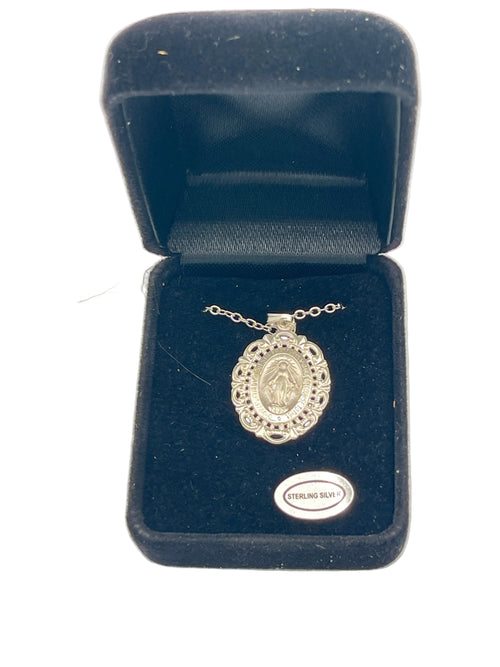 Sterling Silver Lace Miraculous Medal 3/4" - JMJs Catholic Store, Inc