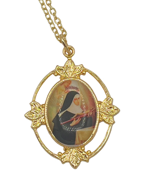 St Rita of Cascia Filigree Gold Medal 1" - JMJs Catholic Store, Inc