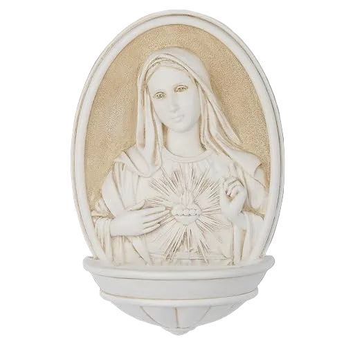 Immaculate Heart of Mary Holy Water Font 8" H - JMJs Catholic Store, Inc