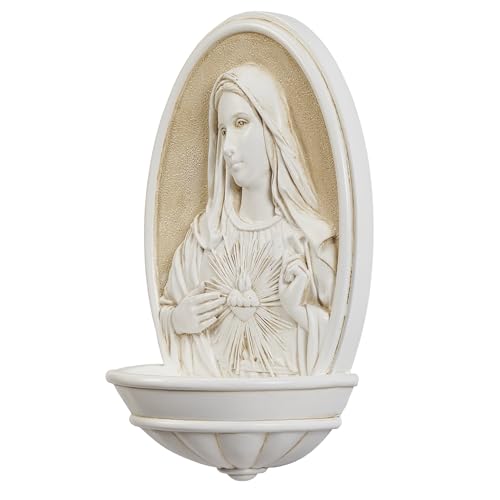 Immaculate Heart of Mary Holy Water Font 8" H - JMJs Catholic Store, Inc