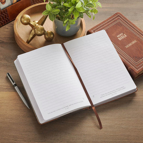 Stand Firm in the Faith Honey-brown and Espresso Faux Leather Classic Journal - 1 Corinthians 16:13 - JMJs Catholic Store, Inc