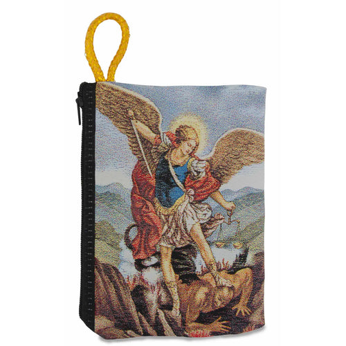Saint Michael Woven Tapestry Rosary Pouch 3"x4" - JMJs Catholic Store, Inc
