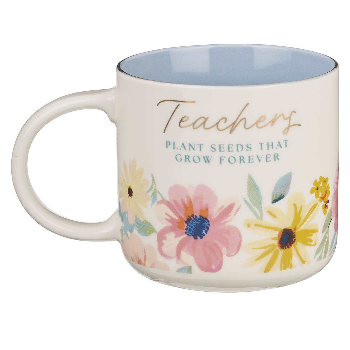 Teachers Plant Seeds Blue Floral Ceramic Coffee Mug - JMJs Catholic Store, Inc