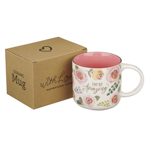 You’re Amazing Pink Floral Ceramic Coffee Mug - JMJs Catholic Store, Inc