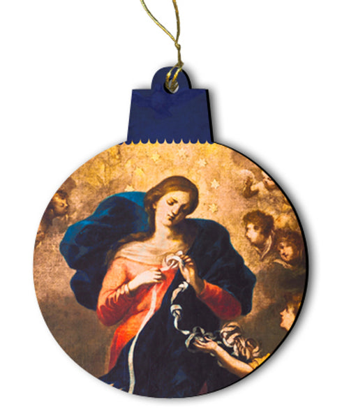 Mary Undoer of Knots Detail Wood Ornament - Unique Catholic Gifts