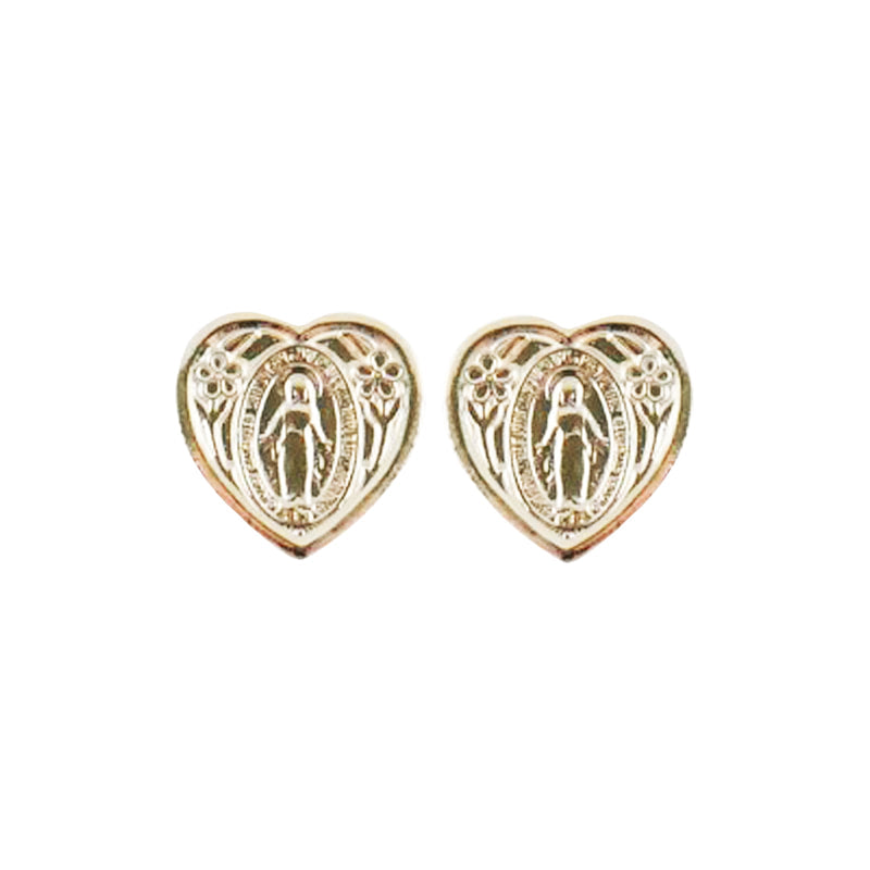 Miraculous Heart Earrings Gold Plated 1/2" - JMJs Catholic Store, Inc