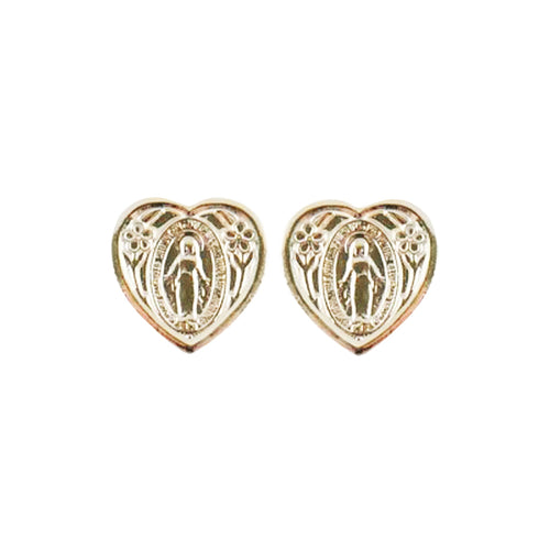 Miraculous Heart Earrings Gold Plated 1/2" - JMJs Catholic Store, Inc