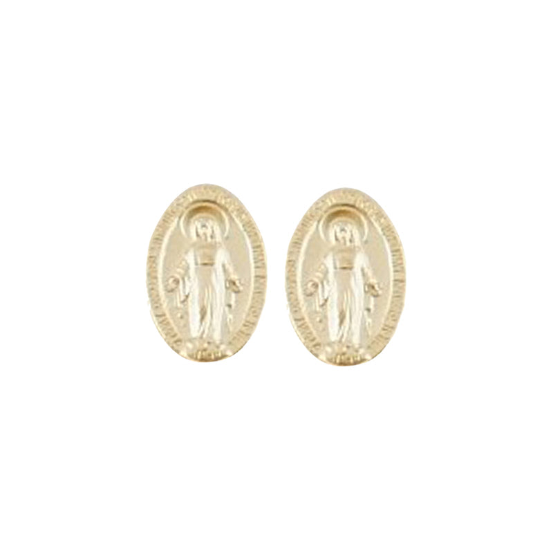 Miraculous Medal Earrings Gold Plated 1/2" - JMJs Catholic Store, Inc