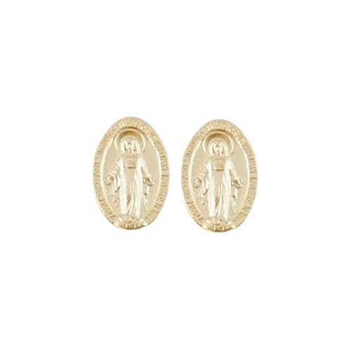 Miraculous Medal Earrings Gold Plated 1/2" - JMJs Catholic Store, Inc