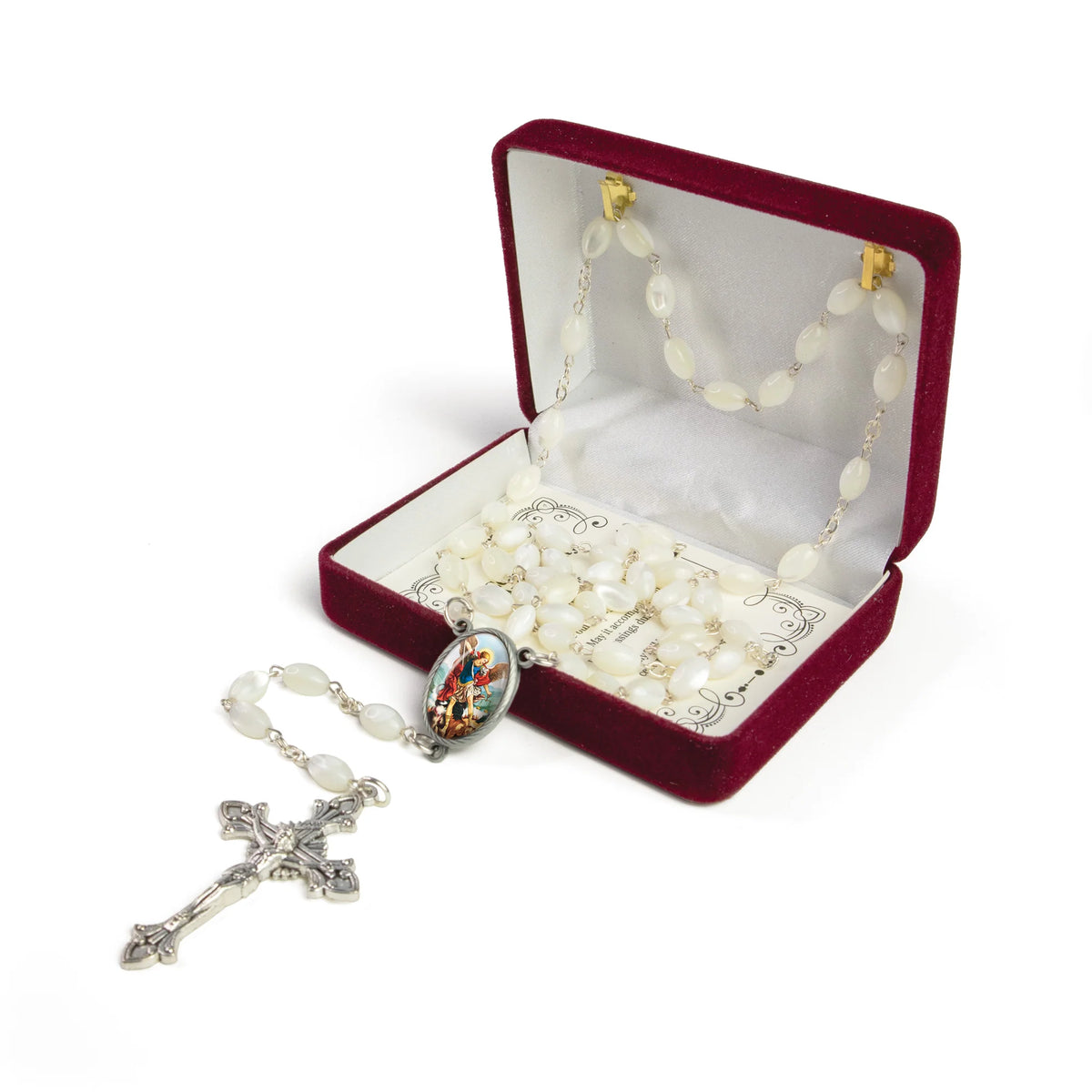 Saint Michael Mother of Pearl Catholic Rosary - JMJs Catholic Store, Inc