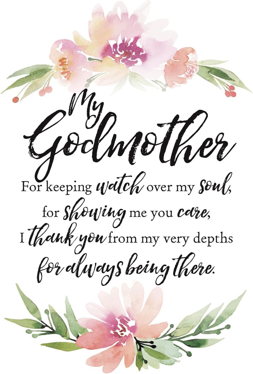 6" x 9" My Godmother wood plaque with floral watercolor accents and heartfelt script message of gratitude