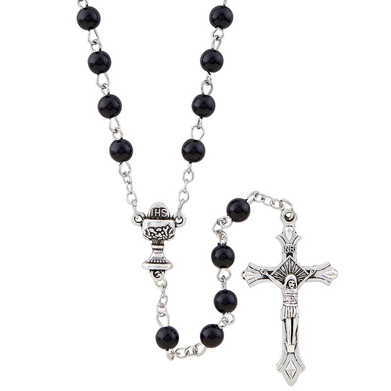 Black First Communion Boy Rosary with Bookmark - JMJs Catholic Store, Inc