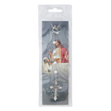 White First Communion Boy Rosary with Bookmark - JMJs Catholic Store, Inc