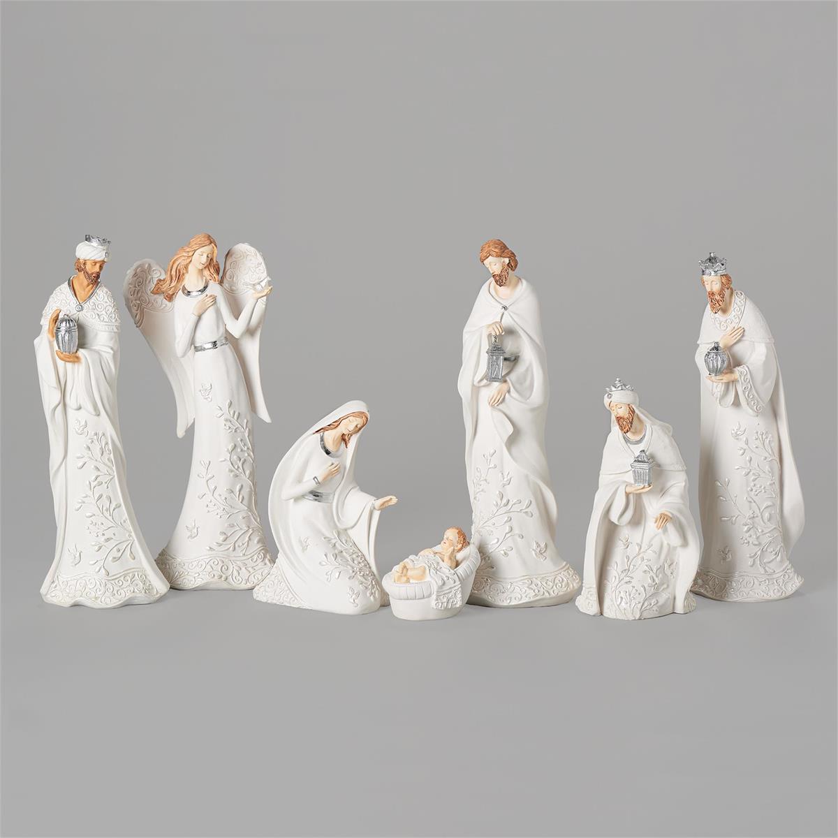 White Lace Nativity Set - 7 pieces 12"H - JMJs Catholic Store, Inc