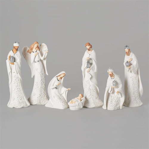 White Lace Nativity Set - 7 pieces 12"H - JMJs Catholic Store, Inc