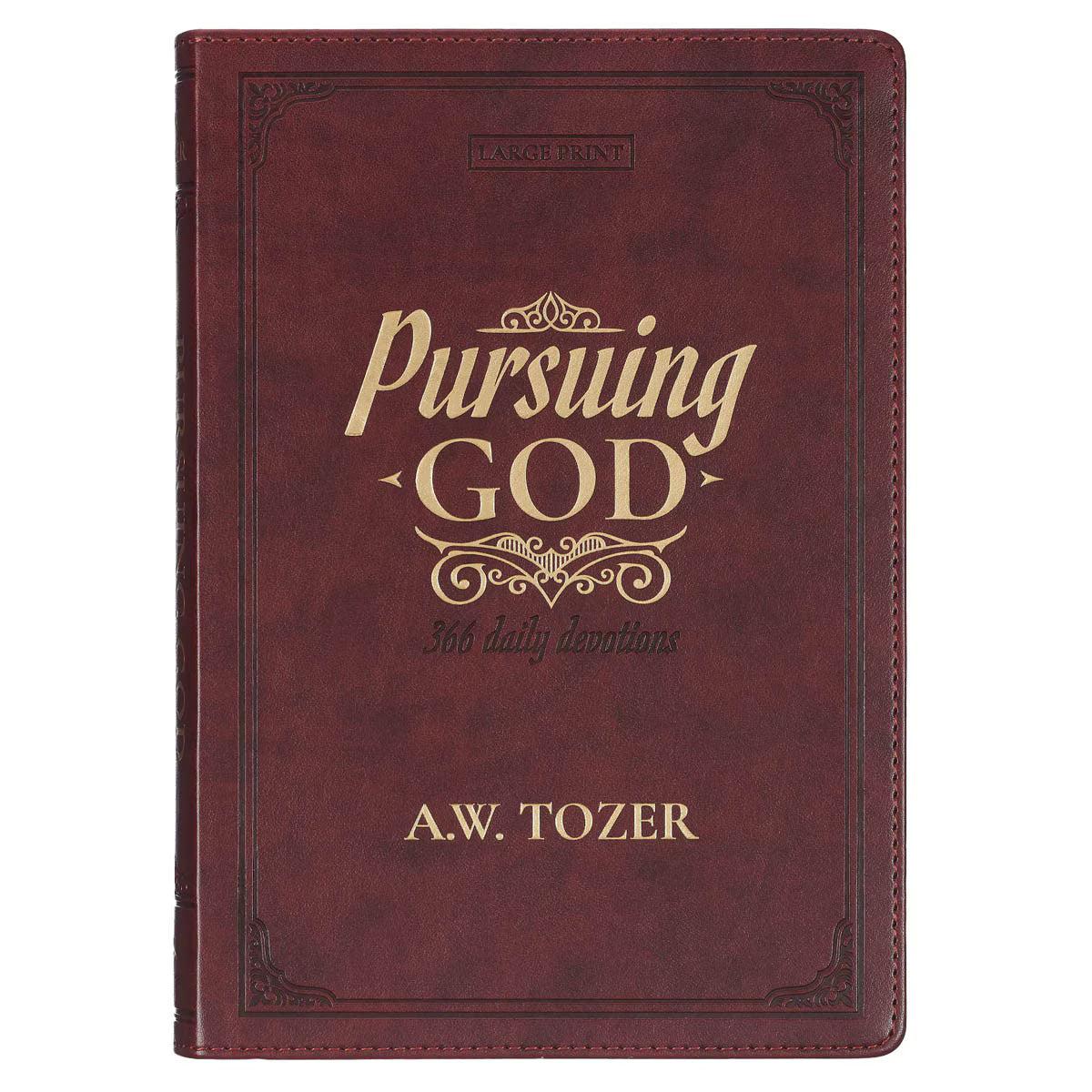 Pursuing God Saddle Tan Faux Leather Devotional Large Print Edition by A.W. Tozer - JMJs Catholic Store, Inc