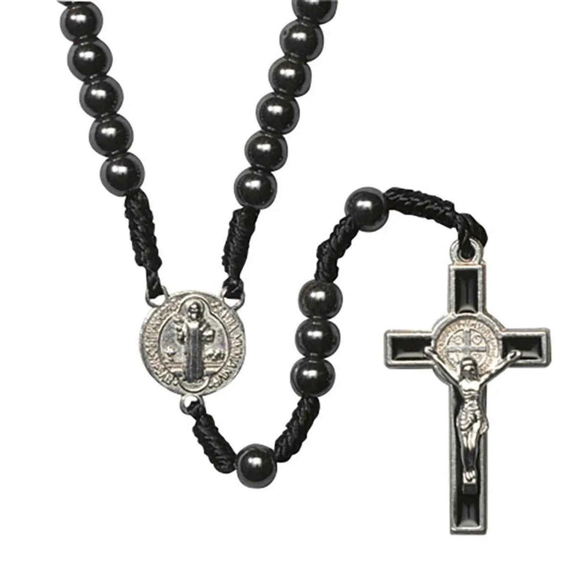 🎁 Free Blessed Saint Benedict Corded Hematite Rosary  14" ONLY 1 per order of $20 (100% off)