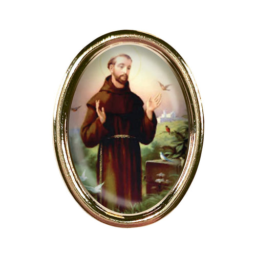 St.Francis of Assisi Photo Lapel Oval Pin 3/4" - JMJs Catholic Store, Inc