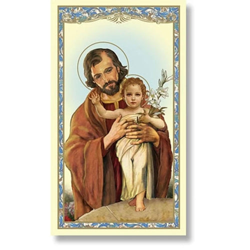 St. Joseph with Child Paper Holy Card - JMJs Catholic Store, Inc