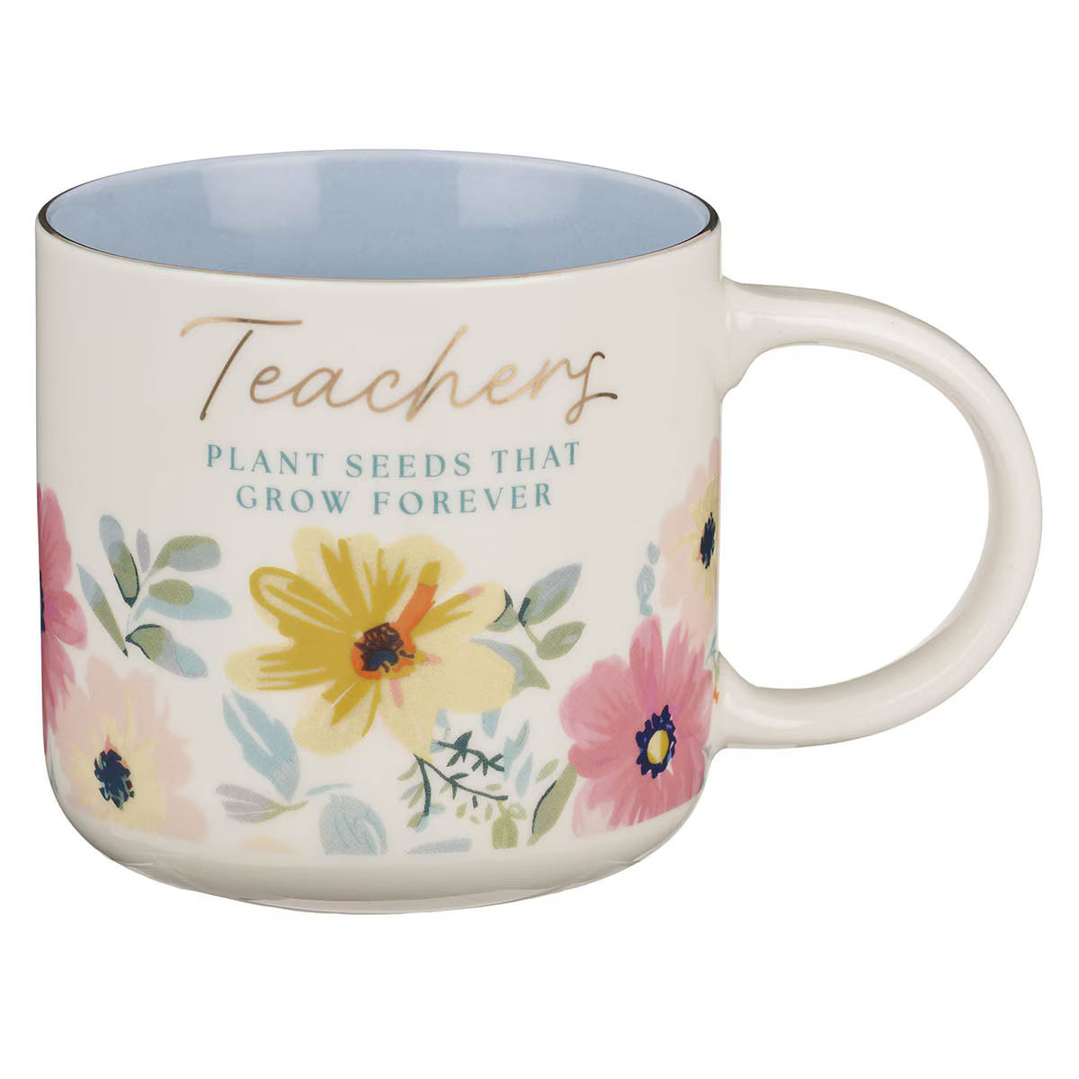 Teachers Plant Seeds Blue Floral Ceramic Coffee Mug - JMJs Catholic Store, Inc
