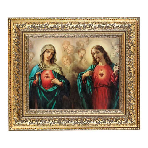 The Sacred Heart Print Ornate Gold Leaf Antique Framed 8" x 10" - JMJs Catholic Store, Inc