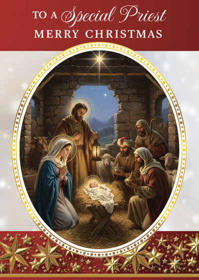 To a Special Priest Merry Christmas Greeting Card - JMJs Catholic Store, Inc