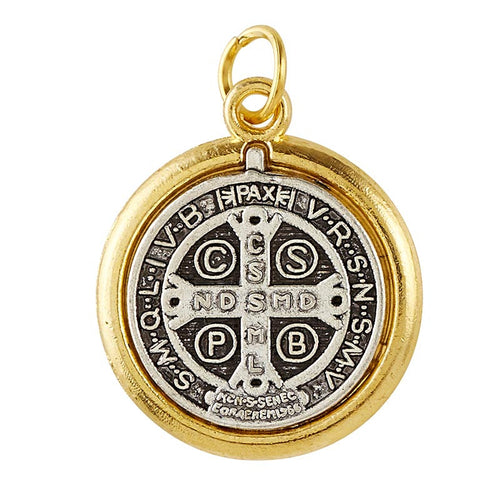 Two-Tone St. Benedict Medal 1/2" - JMJs Catholic Store, Inc
