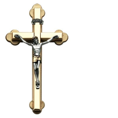 Mini Wall Crucifix Two-Tone 4" - JMJs Catholic Store, Inc