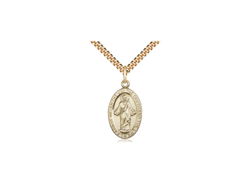 14kt Gold Filled Scapular Pendant on a 24 inch Gold Plate Heavy Curb Chain - JMJs Catholic Store, Inc