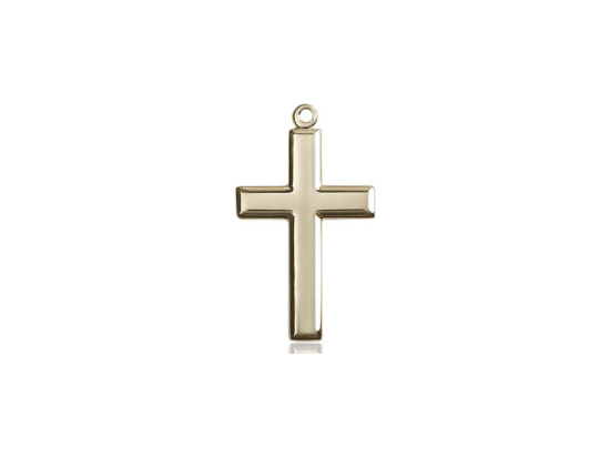 14kt Gold Filled Cross Pendant on a 24 inch Gold Plate Heavy Curb Chain. - JMJs Catholic Store, Inc