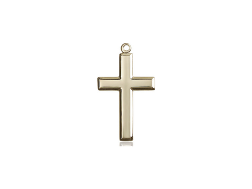 14kt Gold Filled Cross Pendant on a 24 inch Gold Plate Heavy Curb Chain. - JMJs Catholic Store, Inc