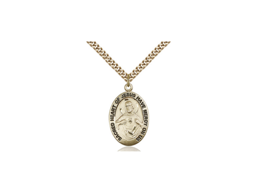 14kt Gold Scapular Pendant on Curb Chain - JMJs Catholic Store, Inc