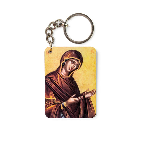 Virgin Mary Wooden Icon Keychain - JMJs Catholic Store, Inc