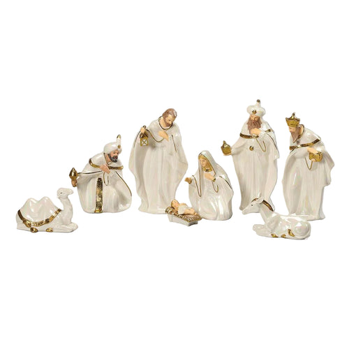 White and Gold 7 Piece Nativity Set 7 1/2" - JMJs Catholic Store, Inc