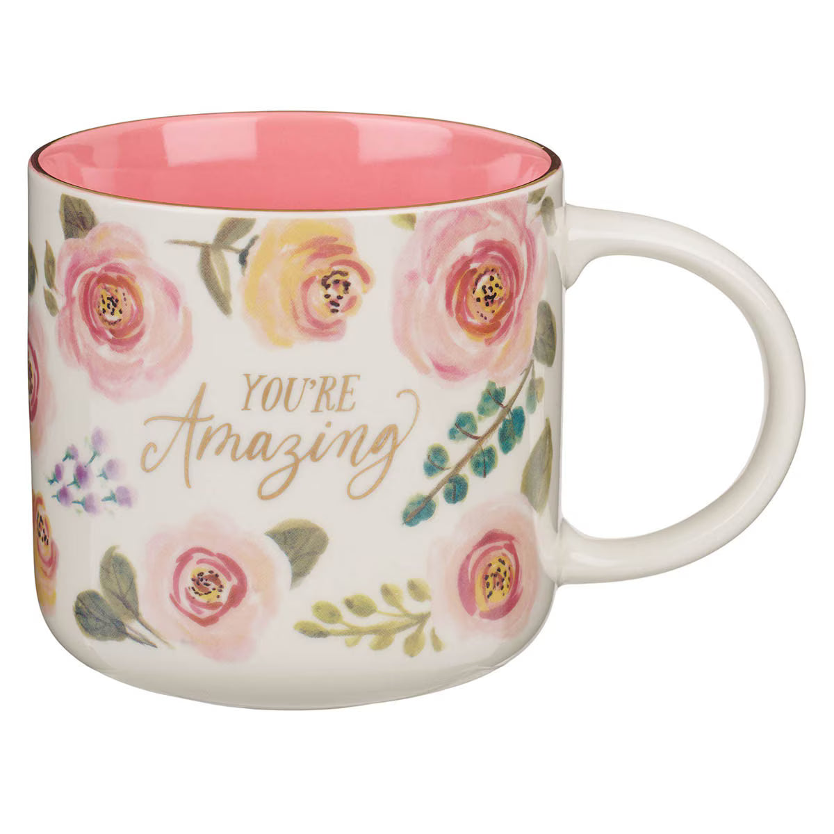 You’re Amazing Pink Floral Ceramic Coffee Mug - JMJs Catholic Store, Inc