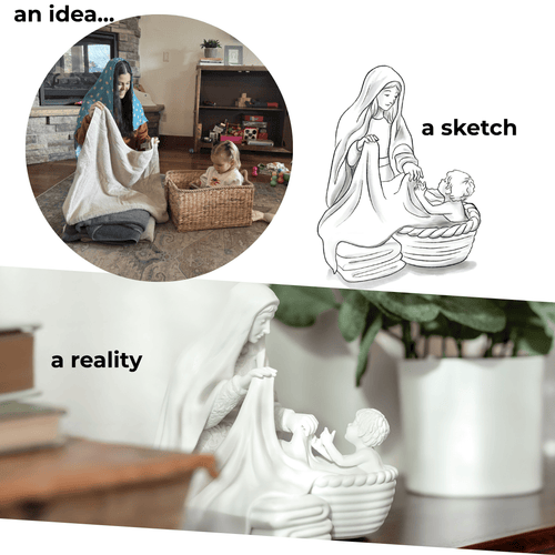 Hidden Moments Collection: Laundry with Jesus Catholic Mary Statue - JMJs Catholic Store, Inc