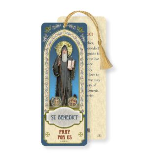 Saint Benedict Laminated Tasseled Bookmark - JMJs Catholic Store, Inc