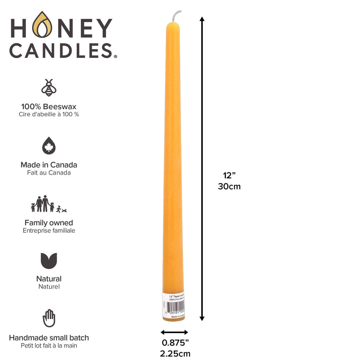 Natural Beeswax 12" Taper Candlesticks - JMJs Catholic Store, Inc