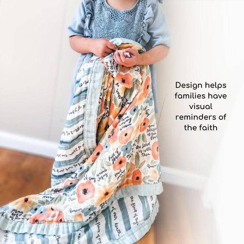 Watercolor Hail Mary Luxury Double Sided Muslin Catholic Blanket - JMJs Catholic Store, Inc