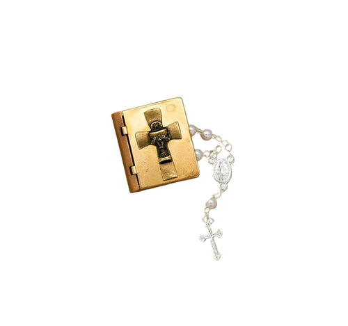 Vintage Chalice Box and Pearl Decade Rosary - JMJs Catholic Store, Inc