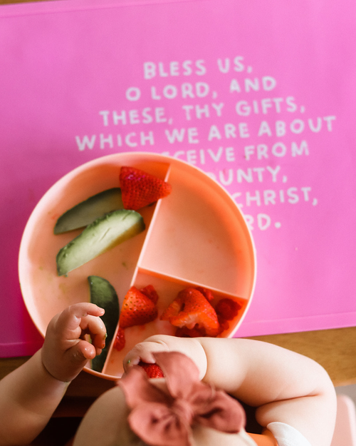 Meal Blessing Silicone Placemat: Cornflower Blue - JMJs Catholic Store, Inc