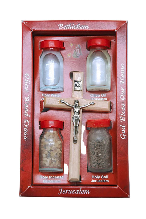 Holyland Oils and Crucifix Set - JMJs Catholic Store, Inc