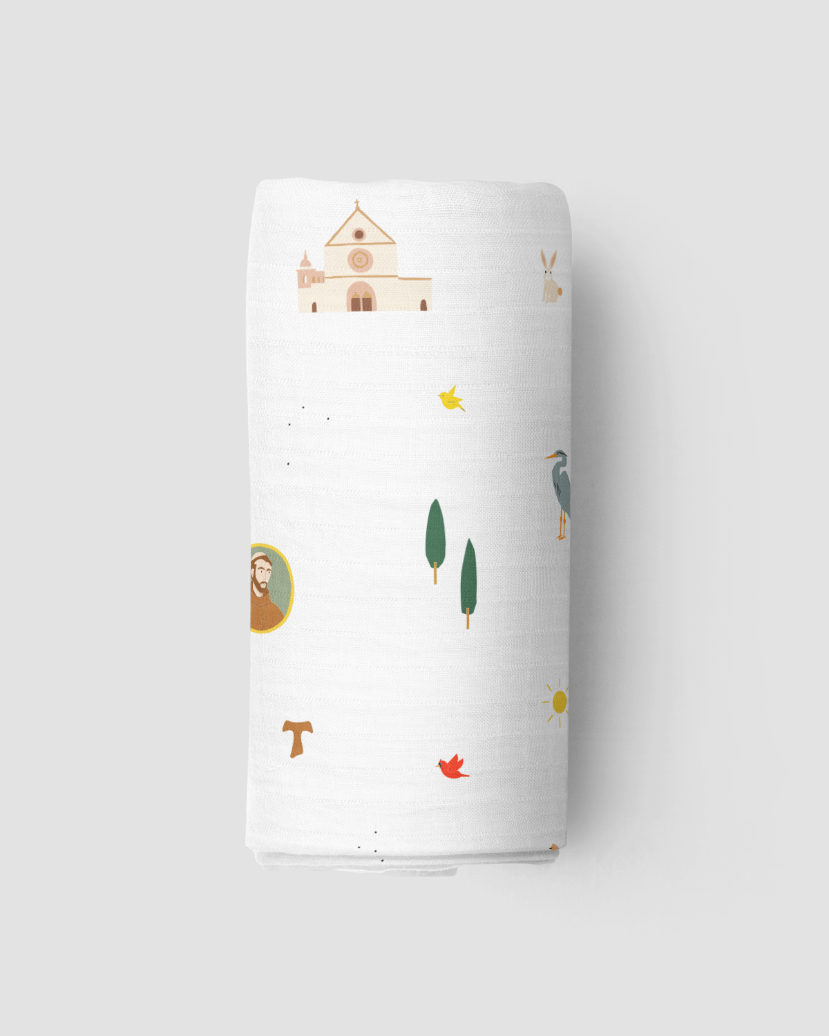 Saint Francis Muslin Swaddle Baby Blanket: Saint Francis - JMJs Catholic Store, Inc